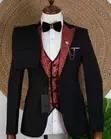 Adire Styled Suit - Black - 1