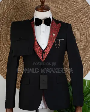 Adire Styled Suit - Black