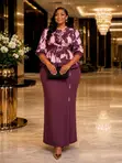 Ruffle-Neck Peplum Two-Piece Skirt Set - 1