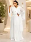 Wrap-Style Bell-Sleeve Chiffon Maxi Gown - 3