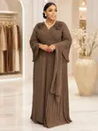 Wrap-Style Bell-Sleeve Chiffon Maxi Gown - 4