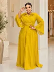 Wrap-Style Bell-Sleeve Chiffon Maxi Gown - 5