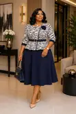 Zebra Print Peplum Flare Dress - 2