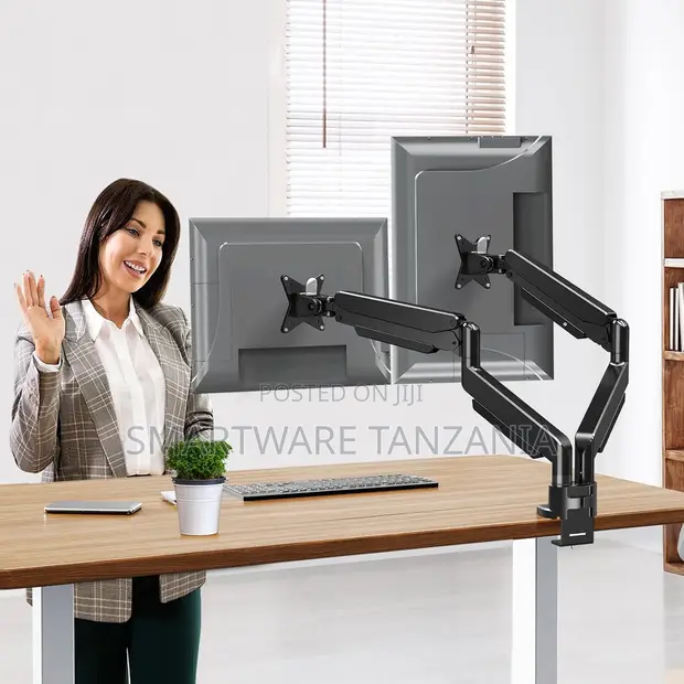 Dual Monitor Mount yenye Adjustable Arms (13-27 Inch, VESA) - 1
