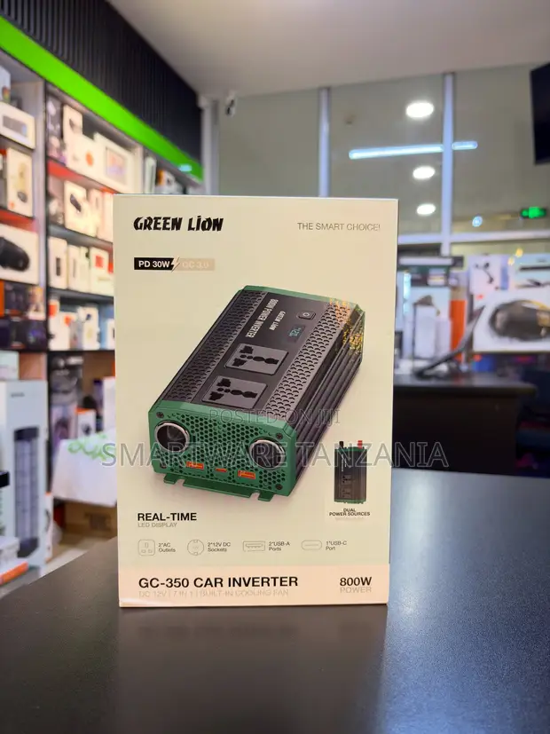 Green Lion GC-350 Car Inverter 800W, AC 2, PD 30W, QC 3.0 - 1