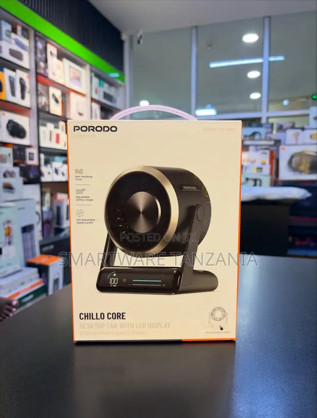 Porodo Chillo Core Desktop Fan yenye LED Display, 6000mAh - 1