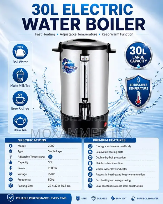 30L Electric Water Boiler - Model 3009 - 1