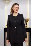 Luxury Collarless Women's Suit - Black - 1