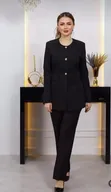 Luxury Collarless Women's Suit - Black - 2