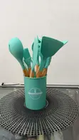 Set ya Vifaa vya Jikoni vya Vipande 10 vya Silicone na Vifundo vya Mbao - 2