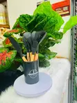 Set ya Vifaa vya Jikoni vya Vipande 10 vya Silicone na Vifundo vya Mbao - 3