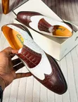 New Clarks Moccasins - Brown and White Mix Leather - 2