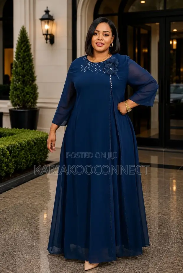 Embellished Chiffon Maxi Dress - 1
