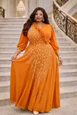 Ruffled Beaded Chiffon Evening Gown - 2