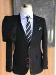 Bagozza Black Slim-Fit Cotton Suit (3PC) - 2