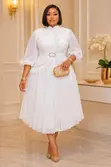 Chiffon Lace Fit & Flare Dress yenye Sketi ya Pleated - 3