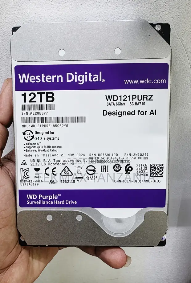 WD Purple 12TB Hard Drive ya Surveillance - 1