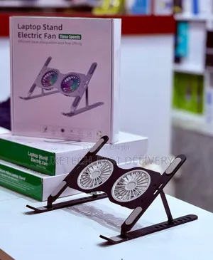 Foldable Aluminum Laptop Stand Up to 17" with Dual Cooling Fans