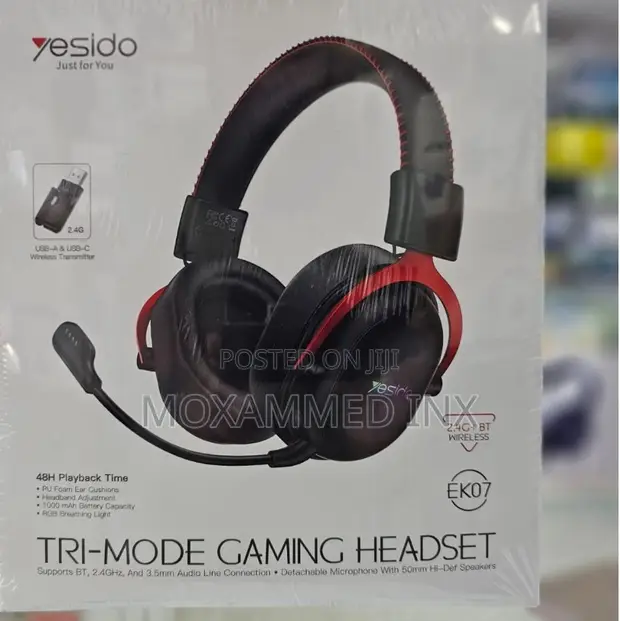 Yesido EK07 TRI-Mode Gaming Headset (Bluetooth, 2.4Ghz) - 1