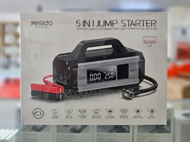 Yesido VC13 5-in-1 Jump Starter, Air Compressor, Powerbank, Emergency Light - 1
