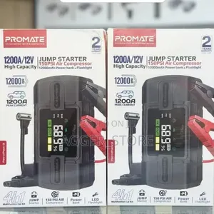 Promate 1200A Jump Starter & 150 PSI Air Compressor (4-in-1)