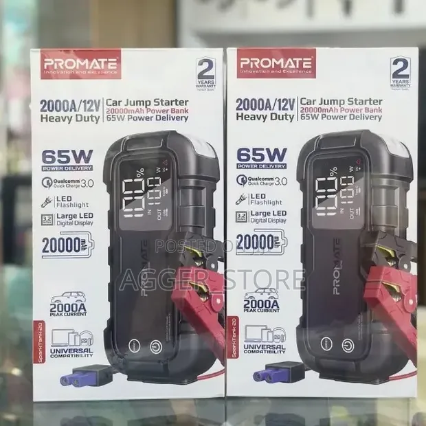 Promate SparkTank-20 2000A Jump Starter & 20000mAh Powerbank - 1