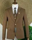 Mario Casas Men's Suit - Light Brown - 4