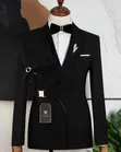 Carlos Cardini Premium Designer Asymmetric Lapel Black Tuxedo Set - 3