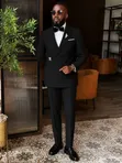 Carlos Cardini Premium Designer Asymmetric Lapel Black Tuxedo Set - 5
