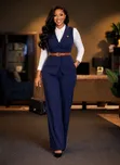 Women's Office Suit Set (Waistcoat & Wide-Leg Trousers) - 4