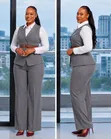 Women's Office Suit Set (Waistcoat & Wide-Leg Trousers) - 5