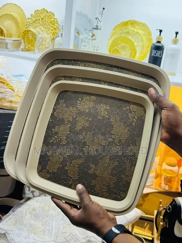 Serving Tray Set - Monogram Pattern - 1