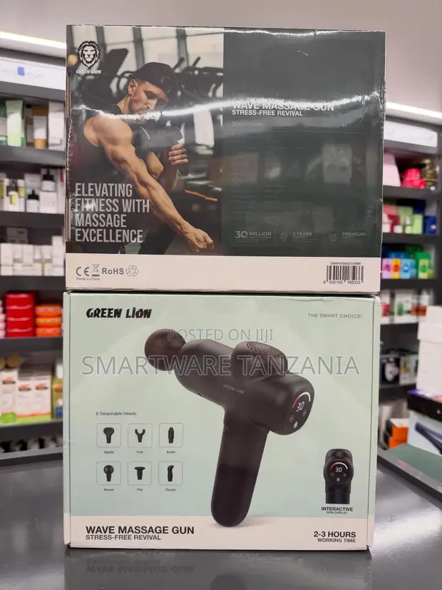 Green Lion Wave Massage Gun with 6 Attachments - 1