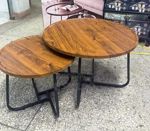 2-in-1 Wooden Coffee Table with Steel Handle