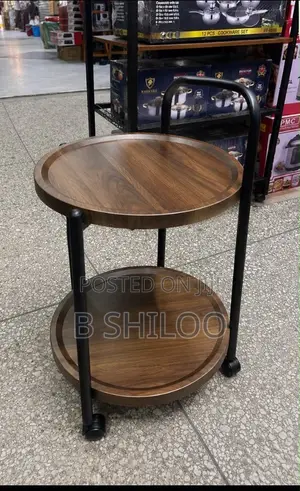 Side Table with 2 Racks and Wheels