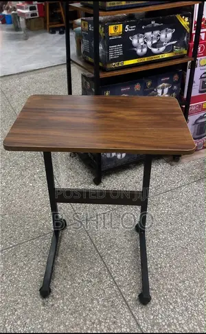 Narrow Movable Side Table with Wheels - Brown