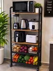 5-Tier Kitchen Rack with Wheels - Wire Basket - 3