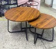 2-Piece Round Wooden Nesting Coffee Table Set - 1