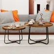 2-Piece Round Wooden Nesting Coffee Table Set - 3