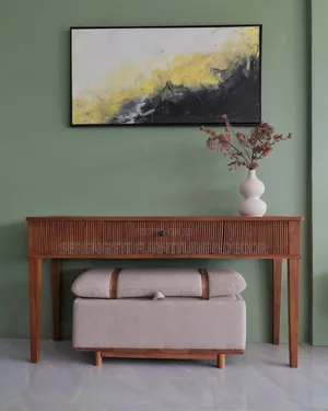 Wooden Console Table with Small Sofa Stool