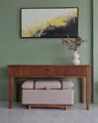 Wooden Console Table with Small Sofa Stool - 1