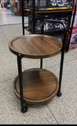 2-Tier Round Rolling Bar Cart with Handle - 1