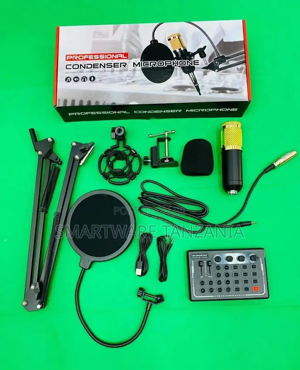 Broadcasting Condenser Microphone Set with Audio Mixer & Sound Card - 1