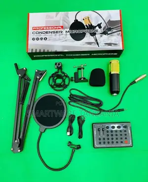 Broadcasting Condenser Microphone Set with Audio Mixer & Sound Card