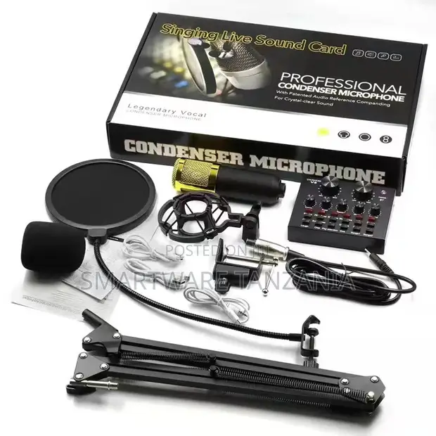 Live Sound Card Suspension Microphone Kit Broadcasting Condenser - 1