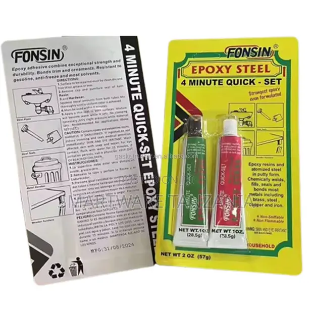 Fonsin Epoxy Steel Kiambato cha Kuweka Haraka Dakika 4, Oz 2 - 1