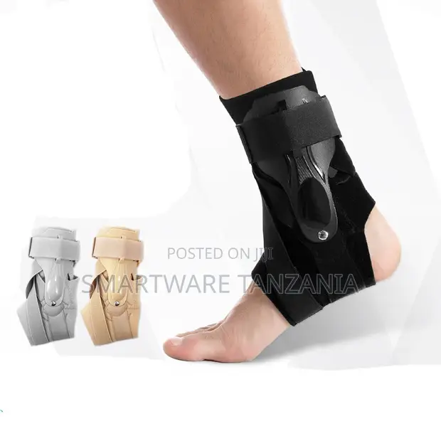 Adjustable Ankle Brace with Rigid Support, Black - 1