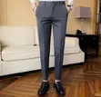 Men's Slim Fit Ankle-Length Dress Trousers - 1