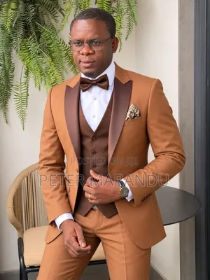 3-Piece Men's Tuxedo Suit - Brown