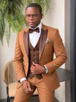 3-Piece Men's Tuxedo Suit - Brown - 2